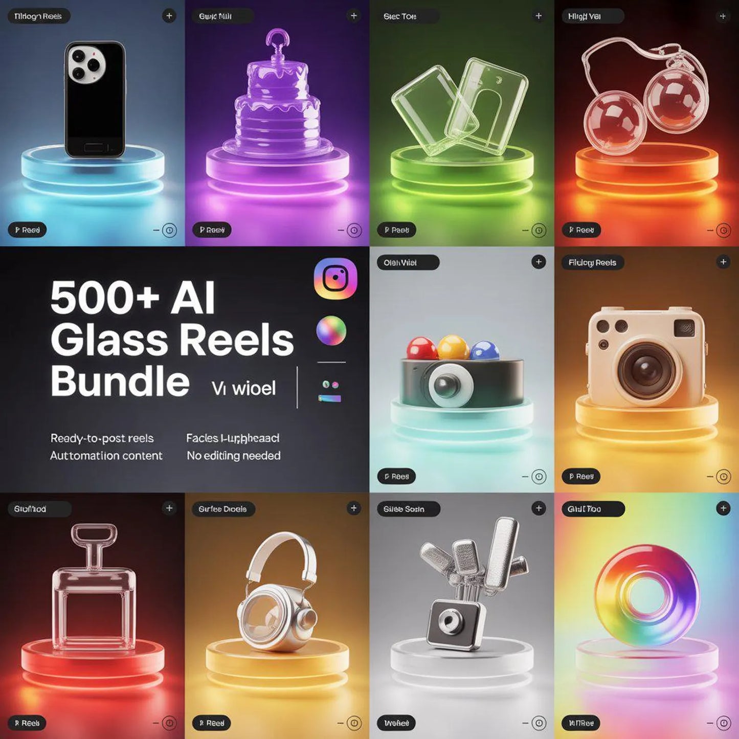 500+ Viral AI Glass ASMR Reels Bundle | reels video pack for Tiktok | Instagram template reels | Instagram Reels Set | Viral tiktok |