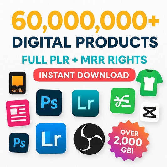 60+ Million Digital Products Assets Bundle | PLR & MRR Rights | 100,000+ Free T-Shirt Designs, eBooks, SEO Articles More – Passive Income!