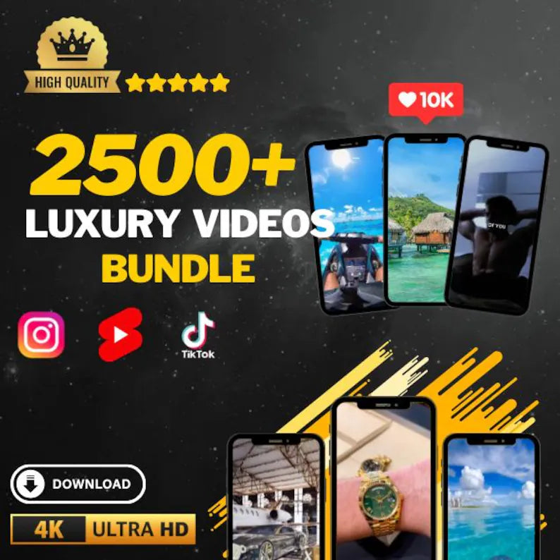 2500+ Luxury Video Bundle High Quality | For Instagram Reels | Tiktok | Youtube Shorts | Instant Download
