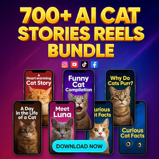 700+ Viral AI Cat Story Reels Bundle | Instagram, TikTok, YouTube Shorts & Facebook Video Templates | Cat Content for Social Media Growth