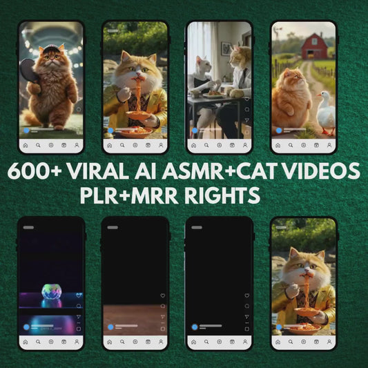 600+ Viral AI Asmr and Cat Videos Bundle | PLR MRR License | Satisfying Cutting Clips for Shorts Reels Content
